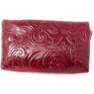 Patricia Nash Valerie Fold-over Wristlet Maroon Leather with Dust Cover NWT